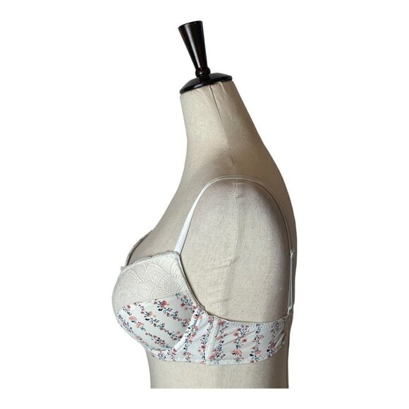 Laura Ashley White Scalloped Lace And Floral Print Underwire Contour Cup Bra 36C - Picture 3 of 9